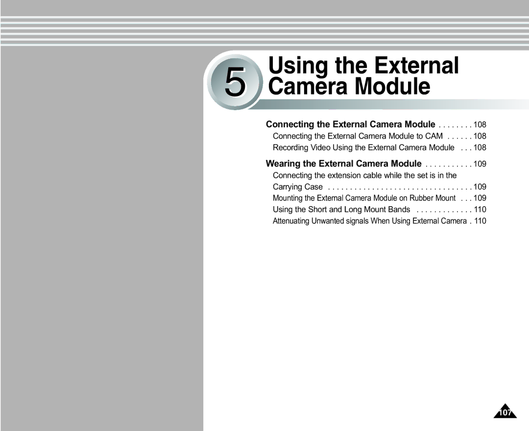 Samsung SC-X105L/X110L manual Using the External Camera Module 