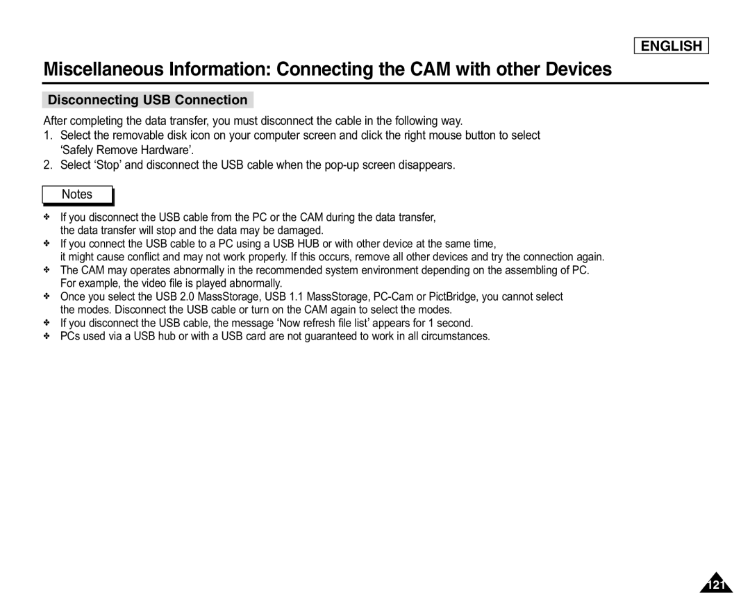 Samsung SC-X105L/X110L manual 121 