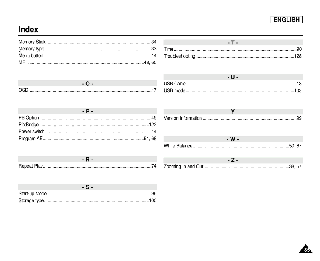 Samsung SC-X105L/X110L manual 135 