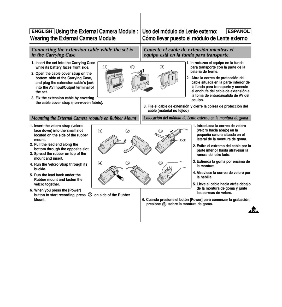 Samsung SC-X110L manual Mounting the External Camera Module on Rubber Mount 