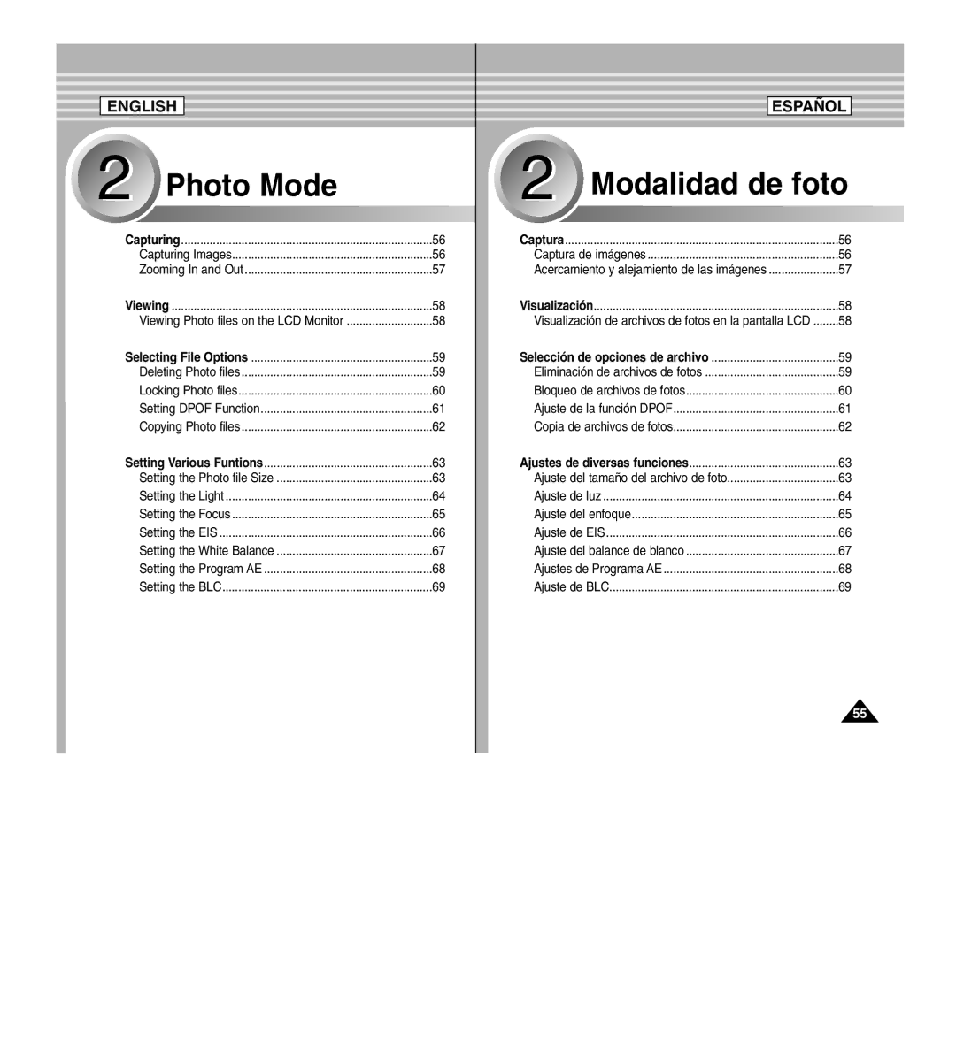 Samsung SC-X110L manual Acercamiento y alejamiento de las imágenes, Visualización de archivos de fotos en la pantalla LCD 