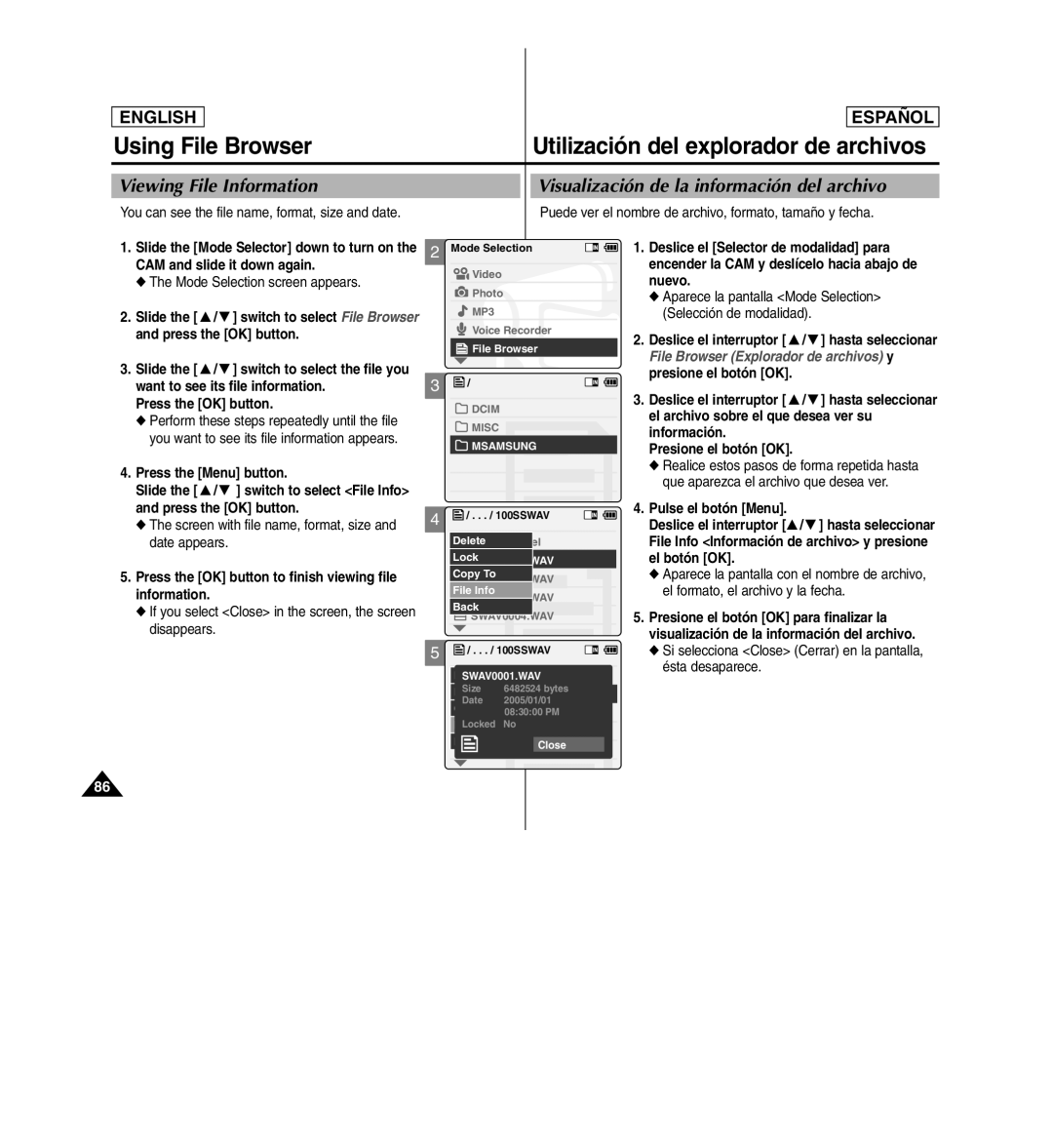 Samsung SC-X110L manual Want to see its file information, Press the Menu button, Date appears, Information, Disappears 