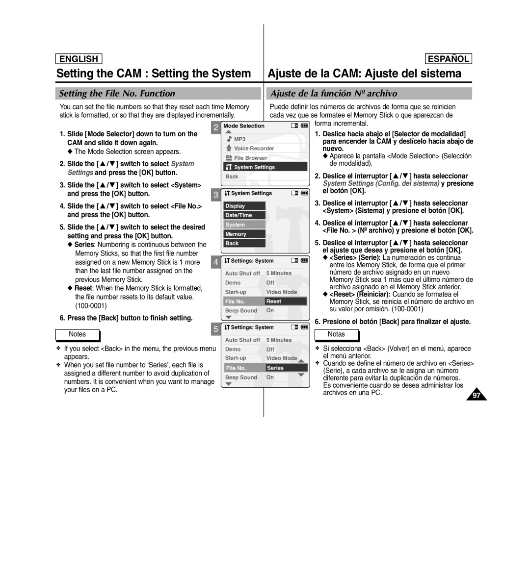 Samsung SC-X110L manual Forma incremental, Press the OK button El botón OK, Than the last file number assigned on, 100-0001 