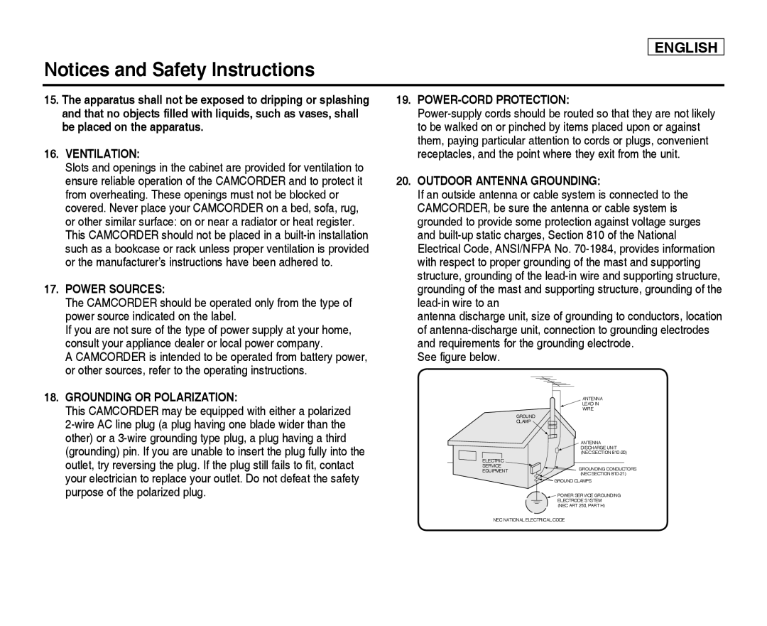 Samsung SC-X205L, SC-X220L manual Ventilation 