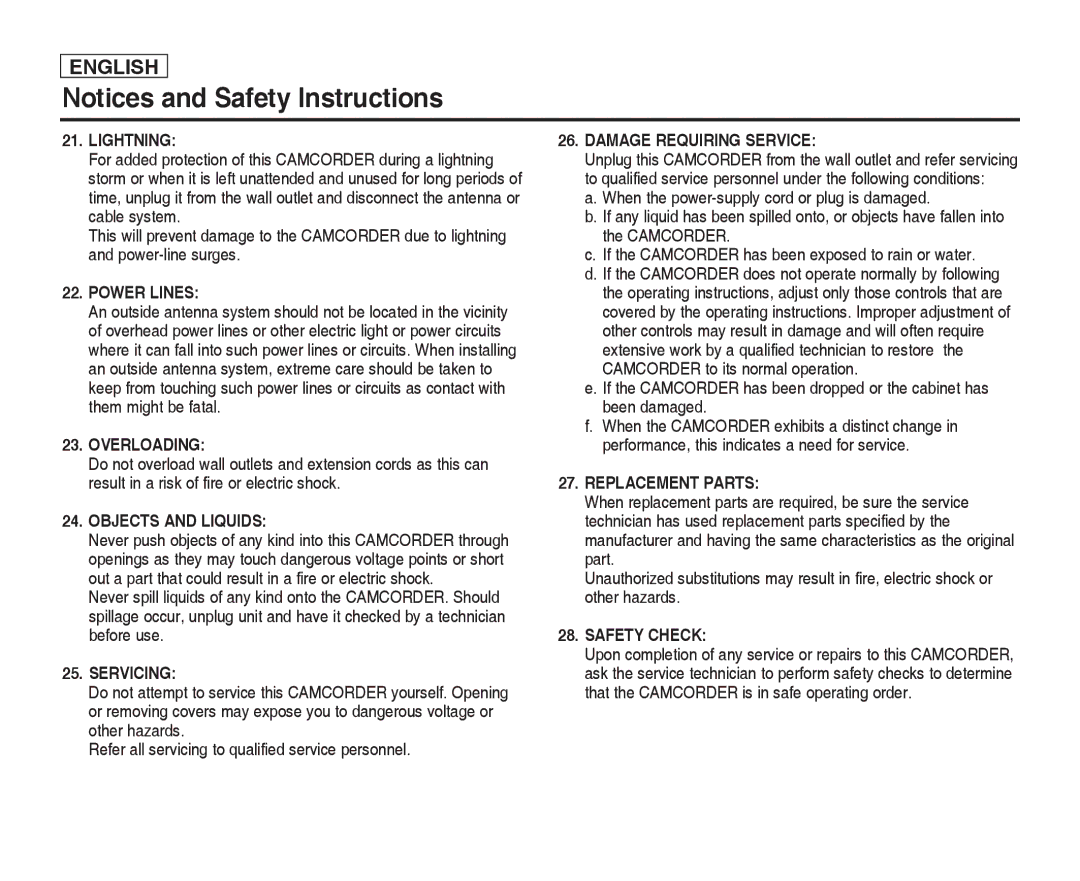 Samsung SC-X220L, SC-X205L manual Lightning 