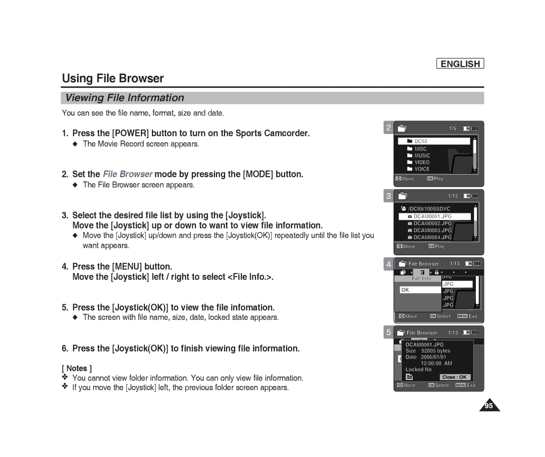 Samsung SC-X205L, SC-X220L manual Viewing1 File Information, Press the JoystickOK to finish viewing file information 