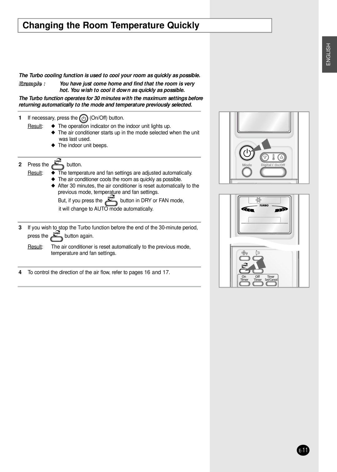 Samsung AS09P2GE/AFR, SC07APGAX manual Changing the Room Temperature Quickly 