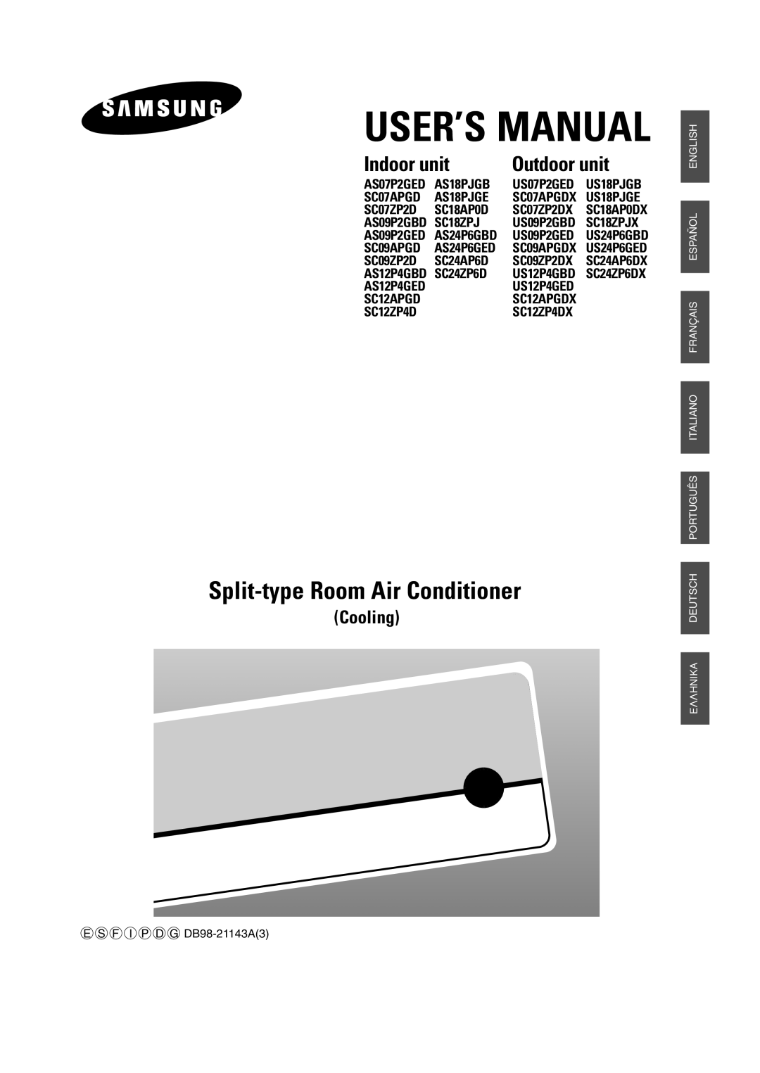 Samsung SC18AP0DX, SC12APGDX, SC09APGDX, SC07APGDX, SC24AP6 manual USER’S Manual 