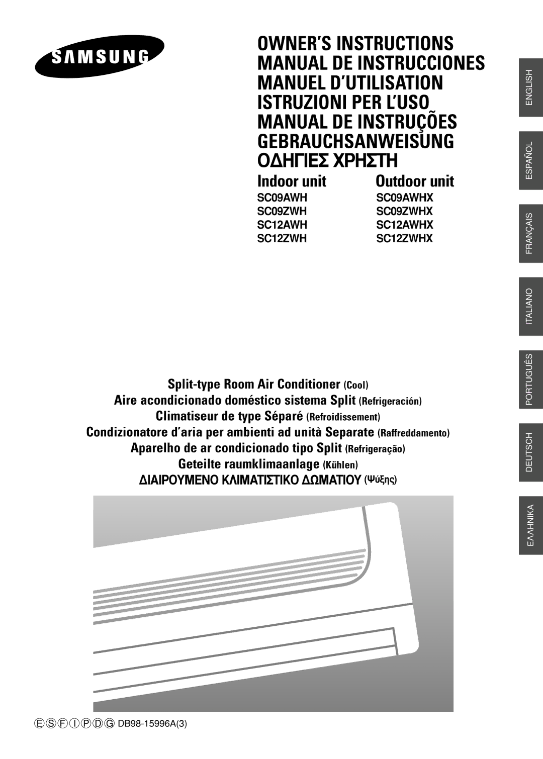 Samsung SC12AWHX, SC09AWHX, SC12ZWH manual Outdoor unit 