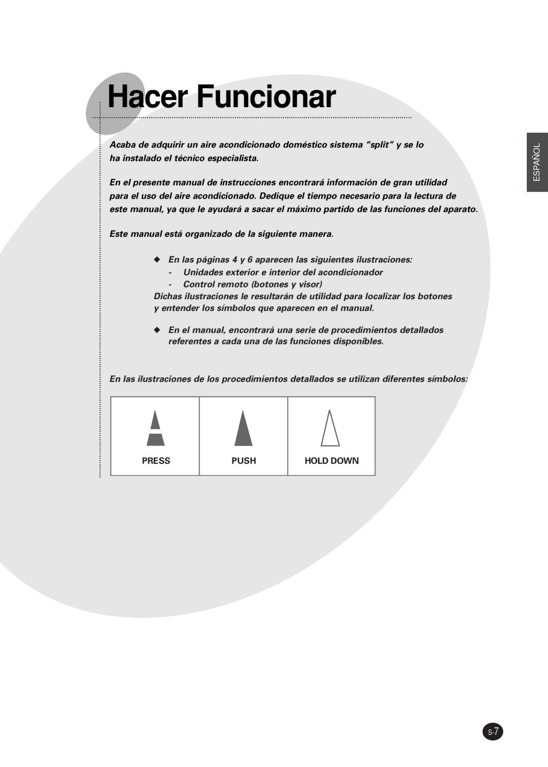 Samsung SC09AWHX, SC12AWHX manual Hacer Funcionar 