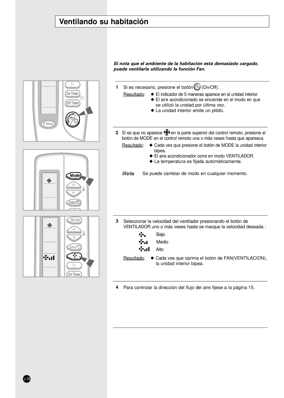 Samsung SC09ZA8, SC12ZA9 manual Ventilando su habitación 