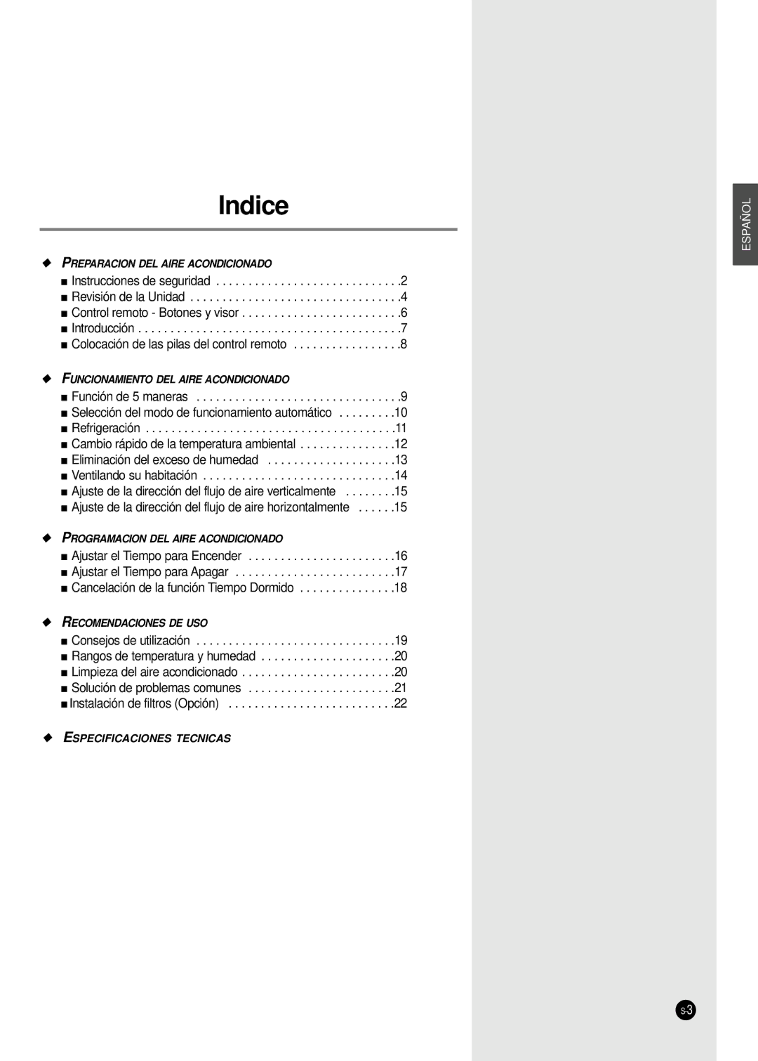 Samsung SC12ZA9, SC09ZA8 manual Indice 