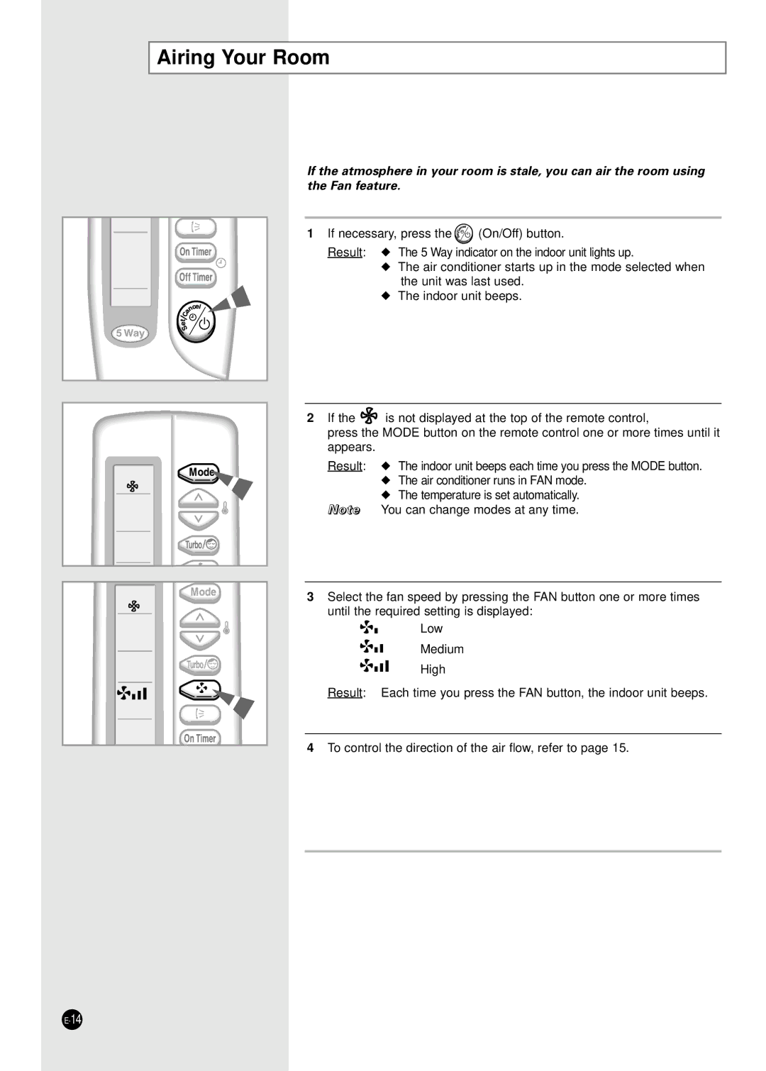 Samsung SC09ZA8, SC12ZA9 manual Airing Your Room 