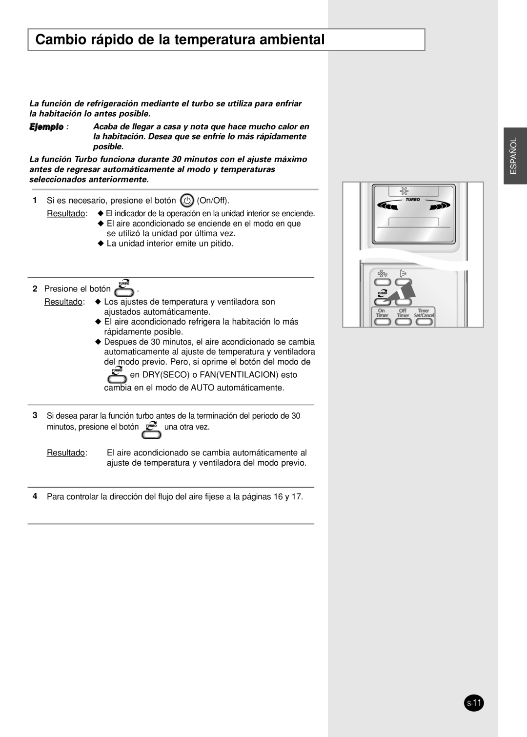 Samsung SC12APG manual Cambio rápido de la temperatura ambiental 