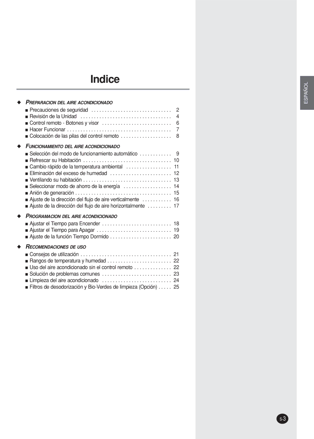 Samsung SC12APG manual Indice 