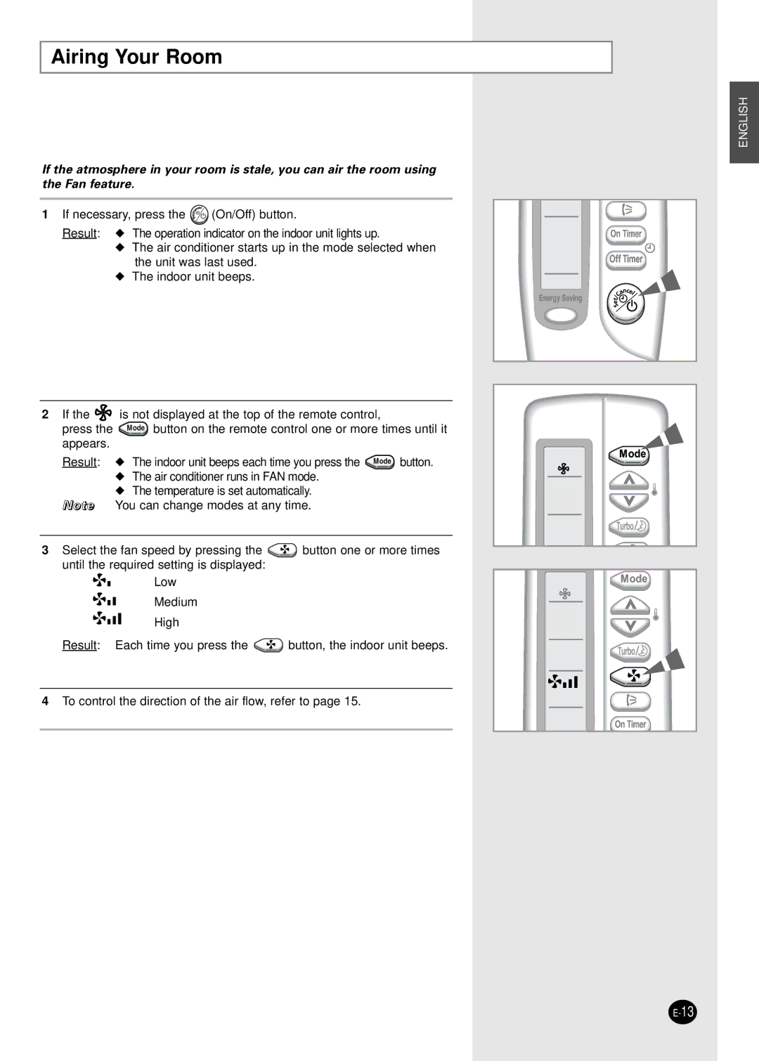 Samsung SC18AS0X, SC07AS2X, SC09AS2X, SC24AS6X, SC12AS4X manual Airing Your Room 