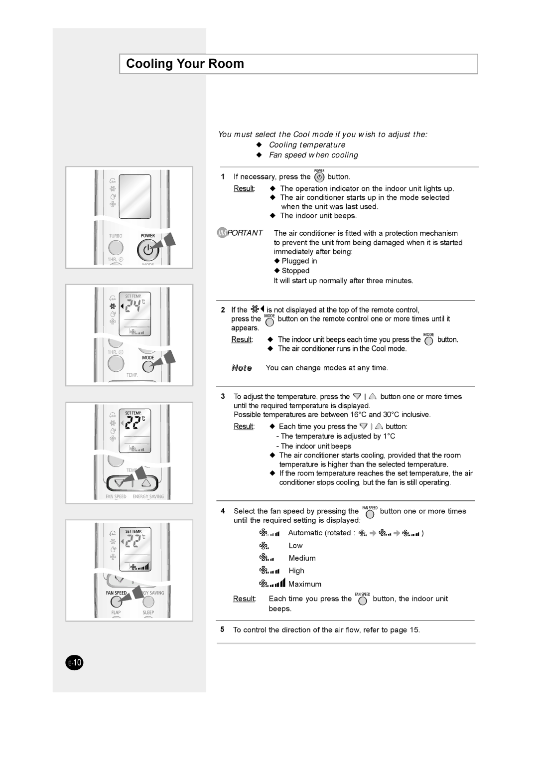 Samsung SC12AWHD manual Cooling Your Room 