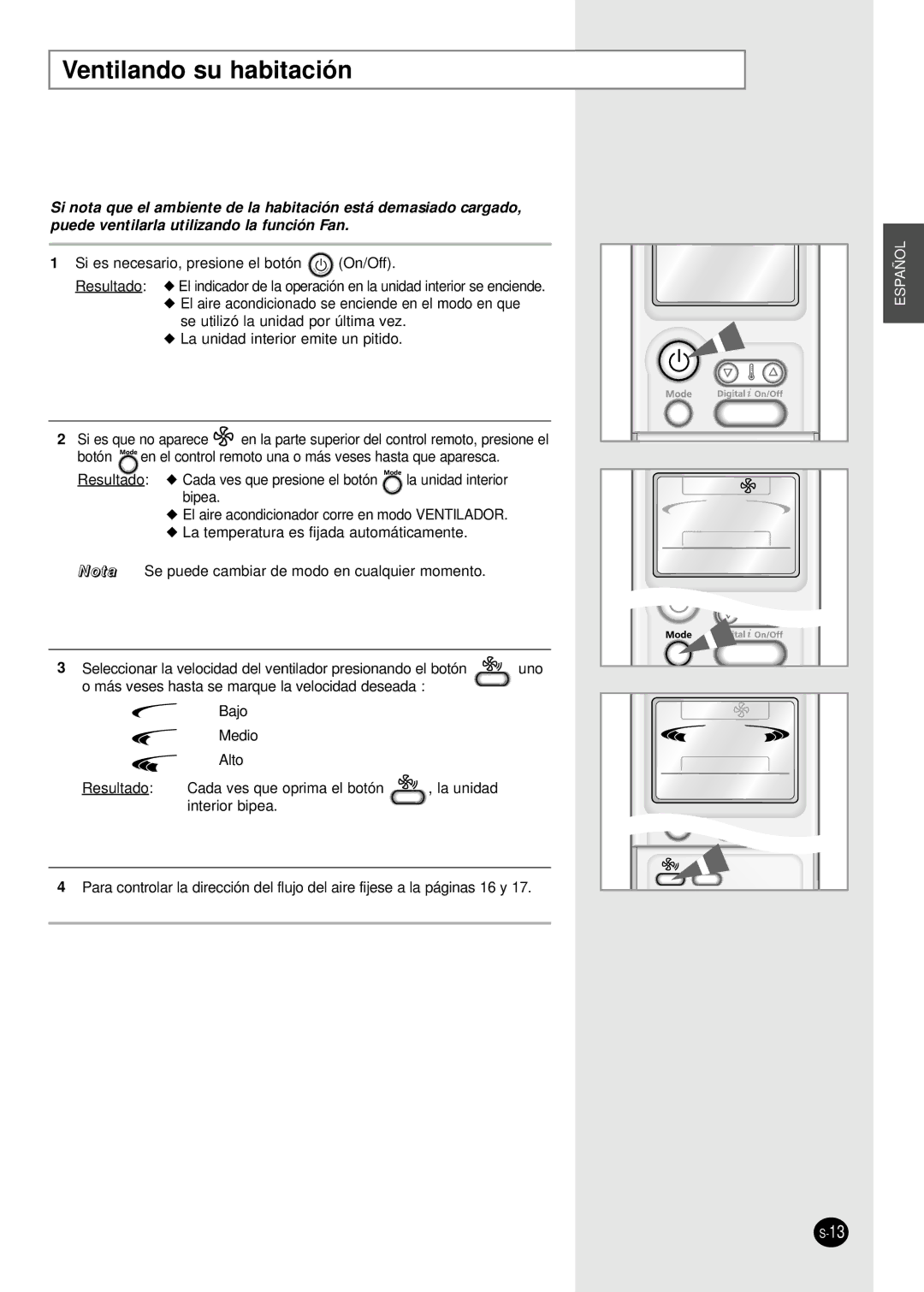 Samsung SC18AP0DX, SC12APGDX manual Ventilando su habitación 