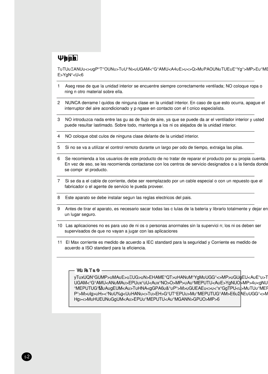 Samsung SC24AC6 manual Instrucciones de seguridad, Cuidado 