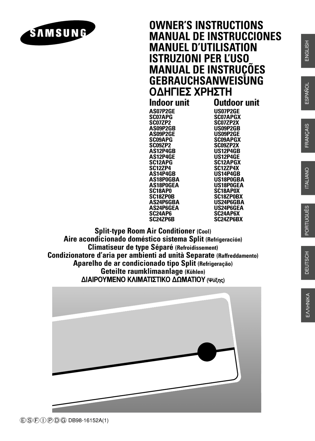 Samsung SC24AP6X, SC12APG manual Outdoor unit 