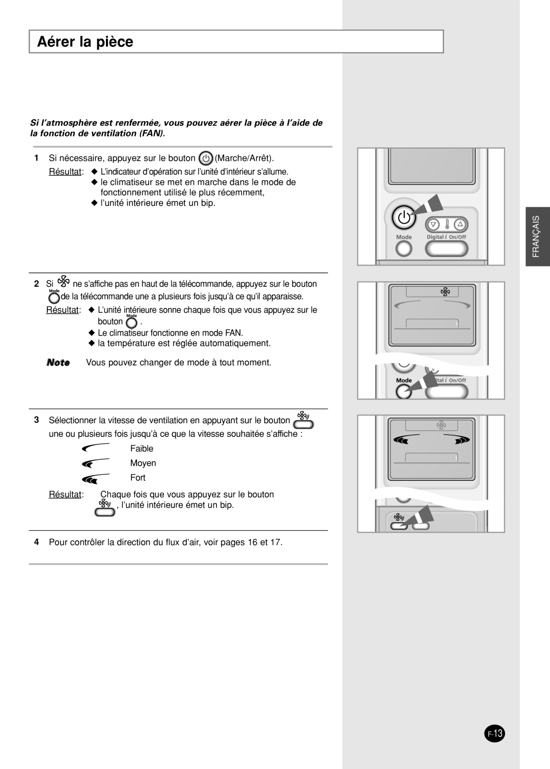 Samsung SC24AP6X manual Aérer la pièce 