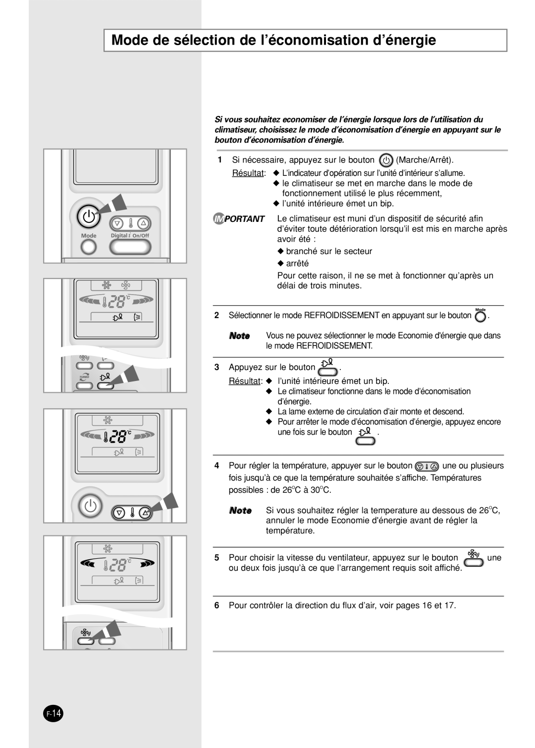 Samsung SC24AP6X manual Mode de sélection de l’économisation d’énergie 