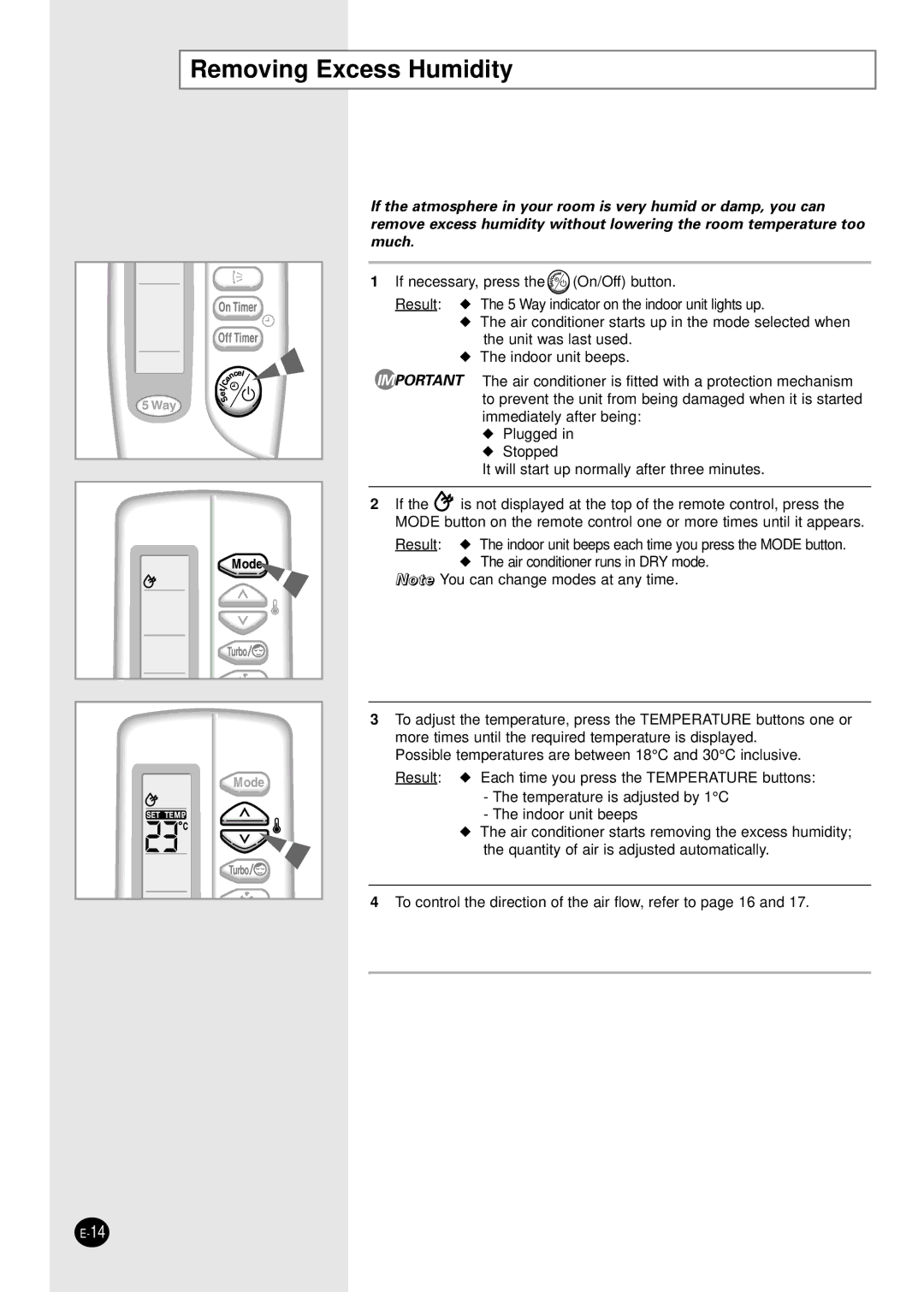 Samsung SC24TA6D manual Removing Excess Humidity 