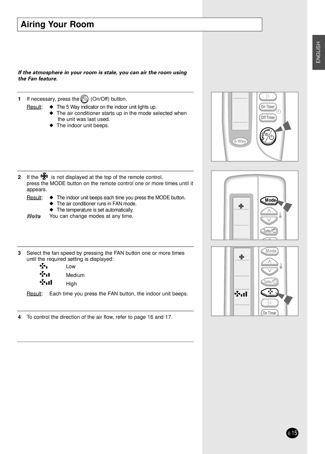 Samsung SC24TA6D manual Airing Your Room 