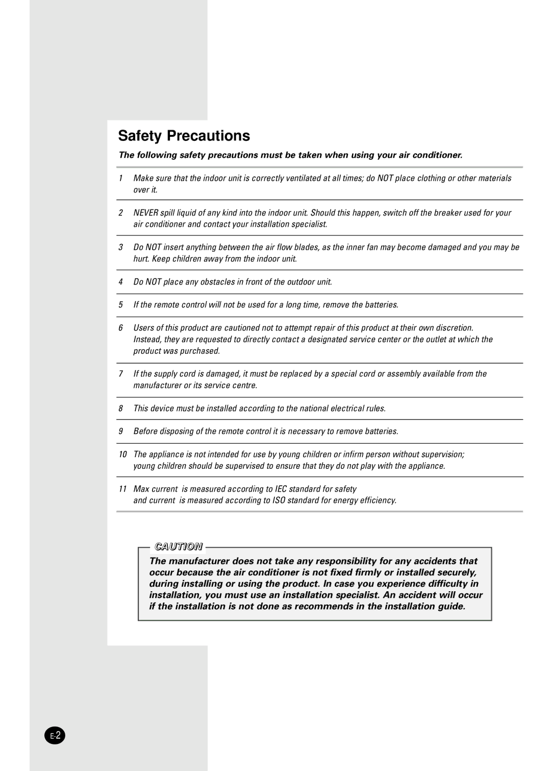 Samsung SC24TA6D manual Safety Precautions 