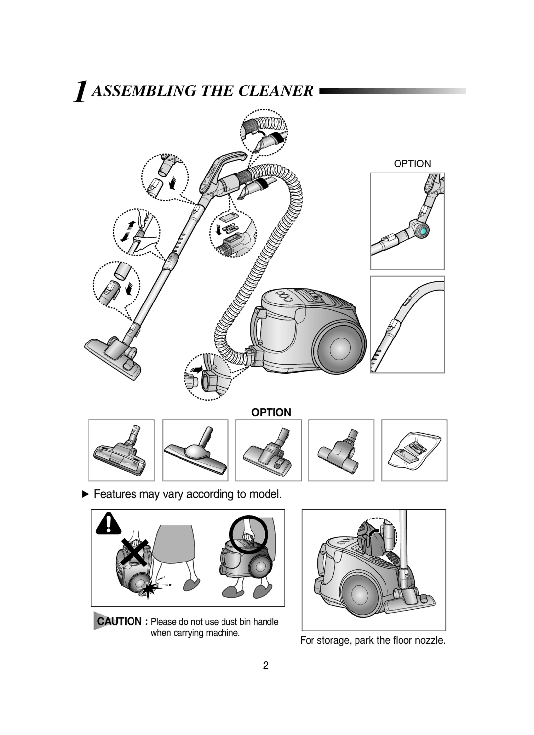 Samsung SC8431 operating instructions 1ASSEMBLING the Cleaner 