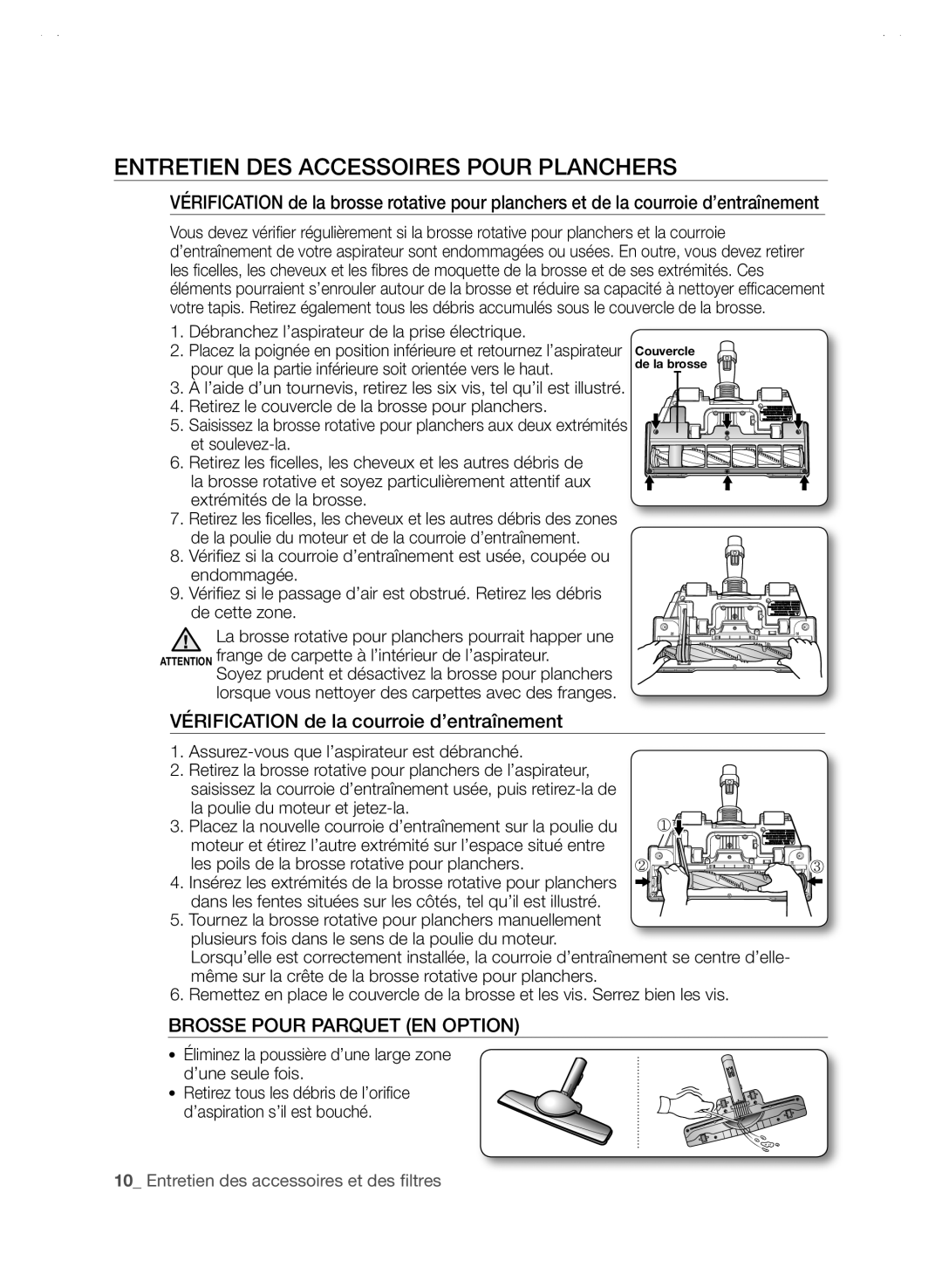 Samsung SC88P user manual Entretien DES Accessoires Pour Planchers, Brosse Pour Parquet EN Option 