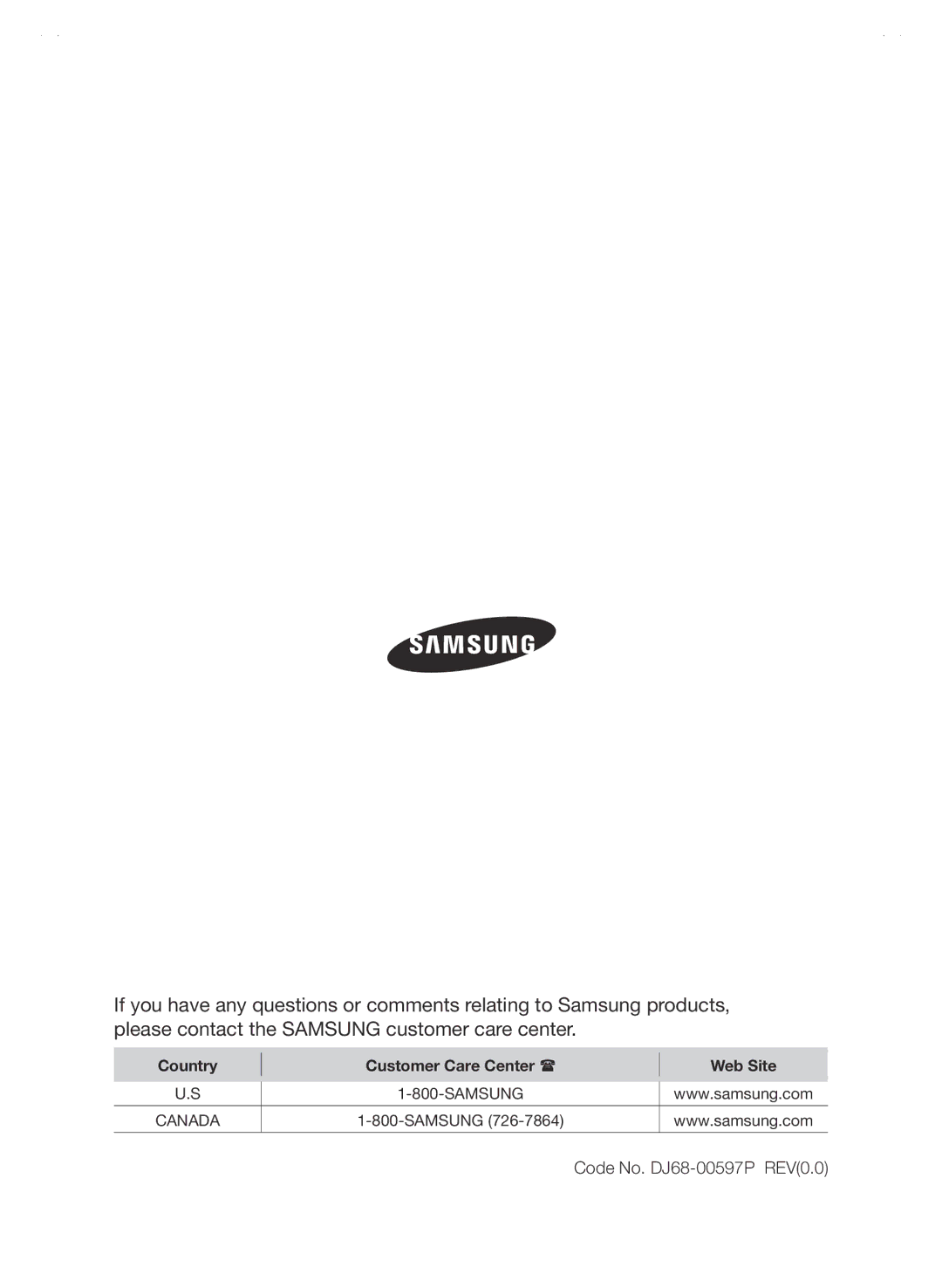 Samsung SC88P user manual Code No. DJ68-00597P REV0.0 