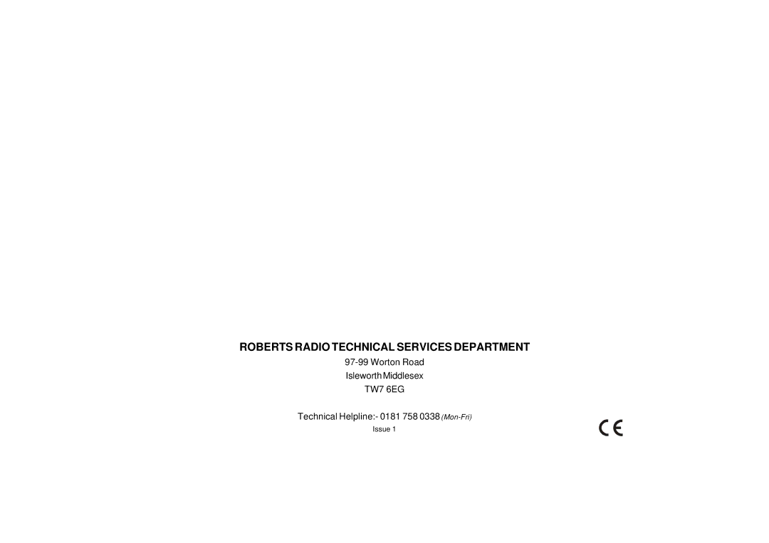 Samsung SC9908 manual Roberts Radio Technical Services Department 