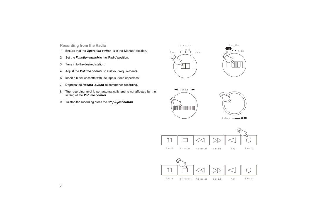 Samsung SC9908 manual Recording from the Radio 