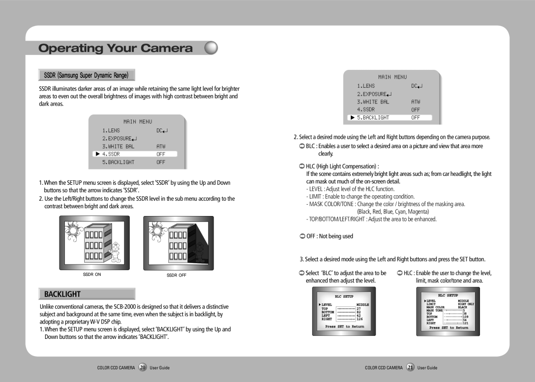 Samsung SCB-2000PH, SCB-2000ND, SCB-2000PD manual Backlight, Enhanced then adjust the level 