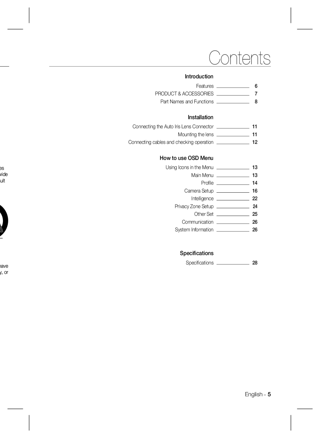 Samsung SCB-4000(P) user manual Contents 