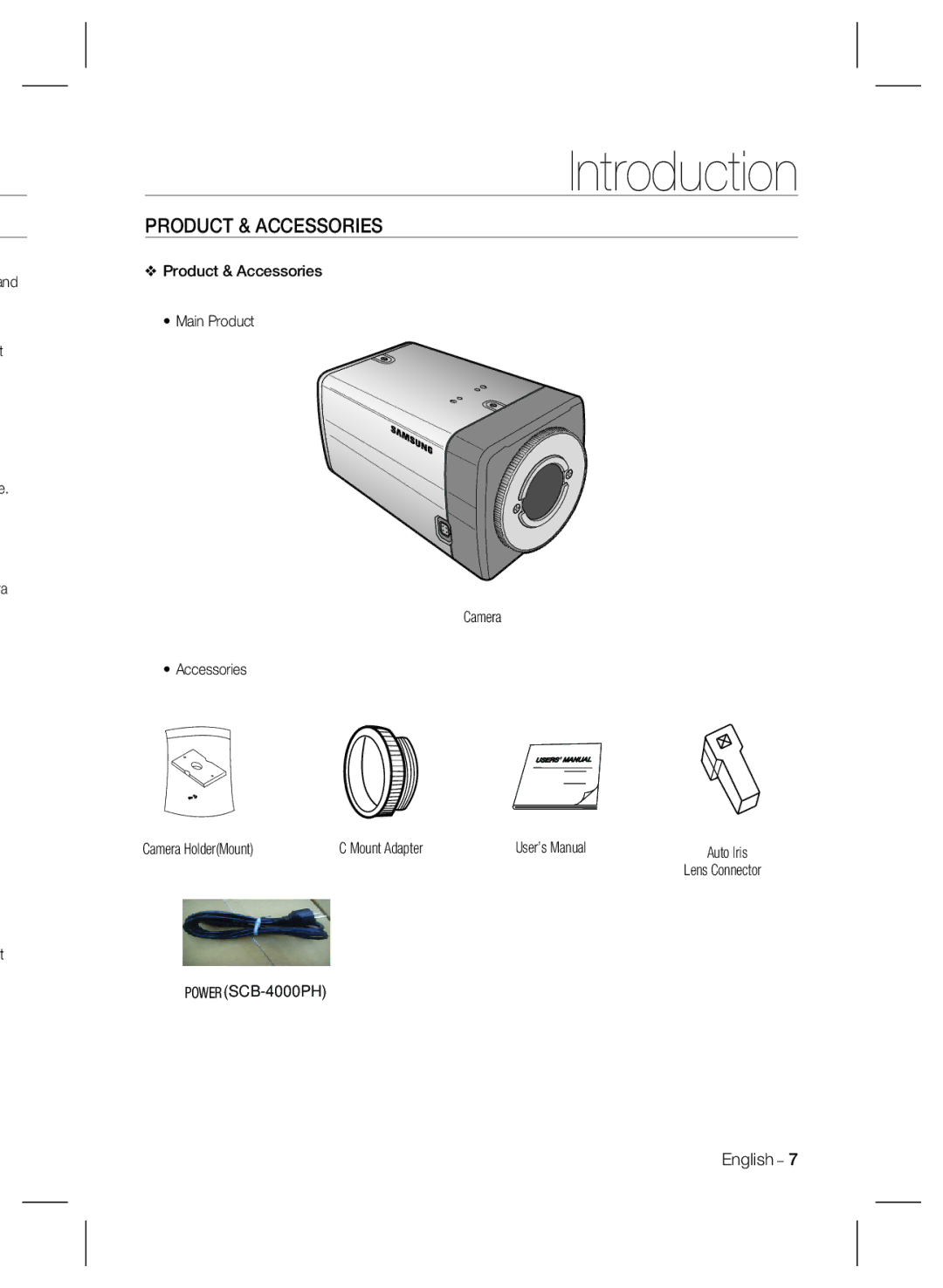 Samsung SCB-4000(P) user manual Product & Accessories 