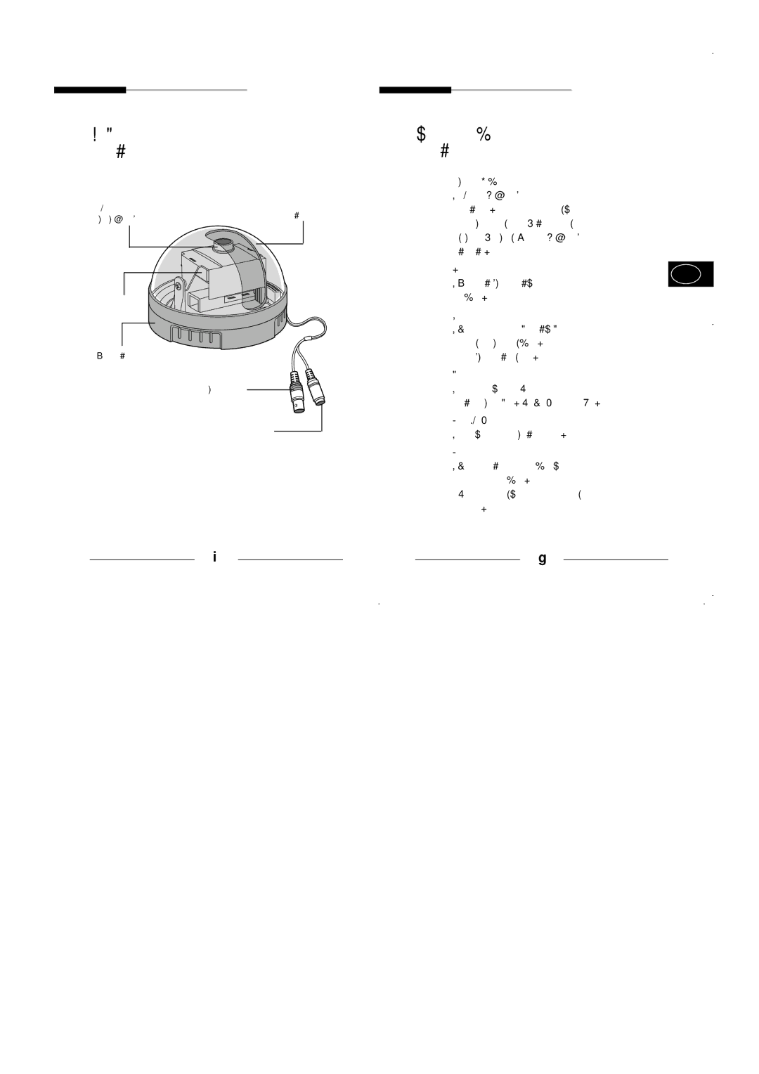 Samsung SCC-521P manual Fixiertes Objektiv, PCB Brett, Netzkabel, Kabel für Videosignalausgang, Kuppelabdeckung 