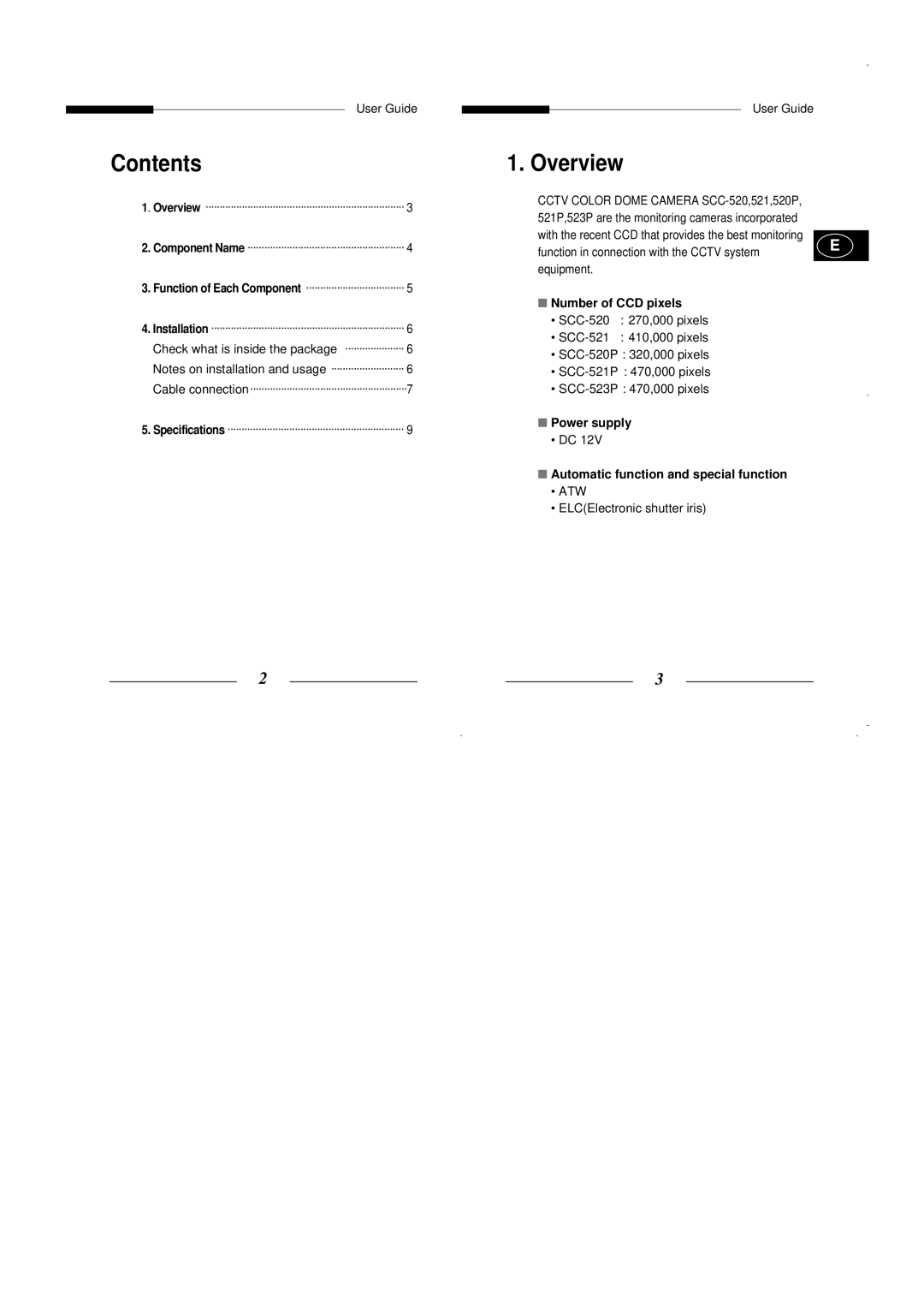 Samsung SCC-521P manual Contents 