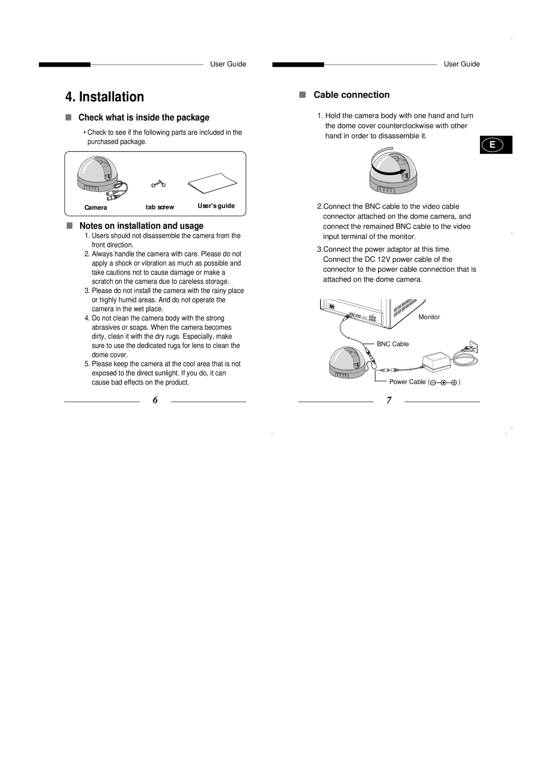 Samsung SCC-521P manual Installation, Check what is inside the package 