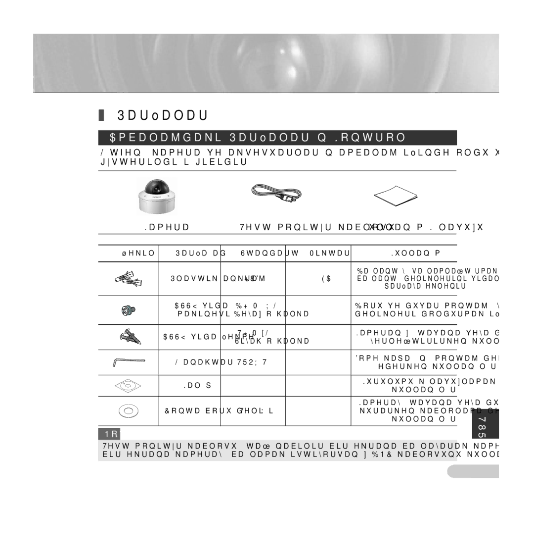 Samsung SCC-5395 manual Ambalajdaki Parçaların Kontrolü, Şekil 