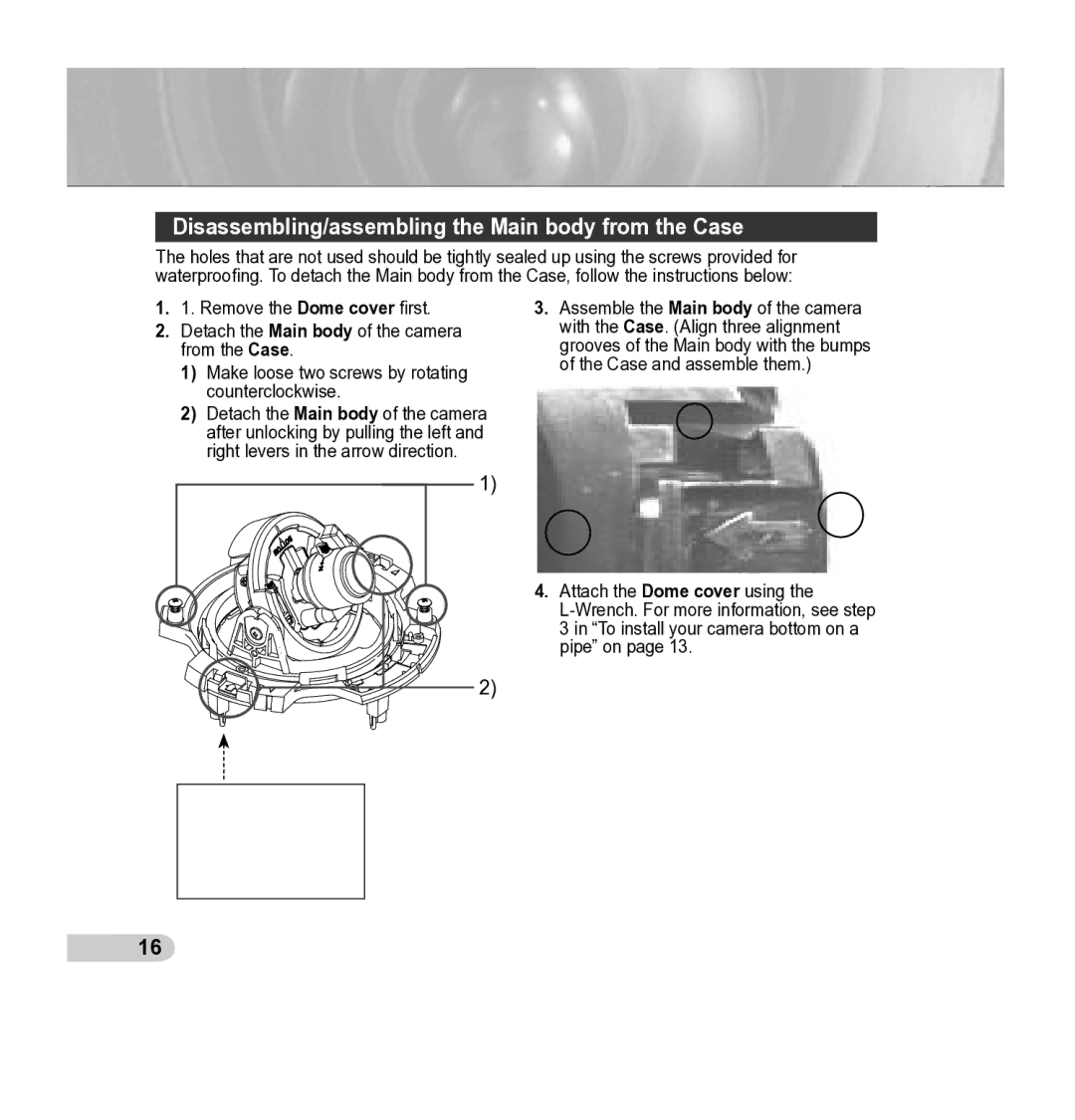 Samsung SCC-5395 manual Disassembling/assembling the Main body from the Case 