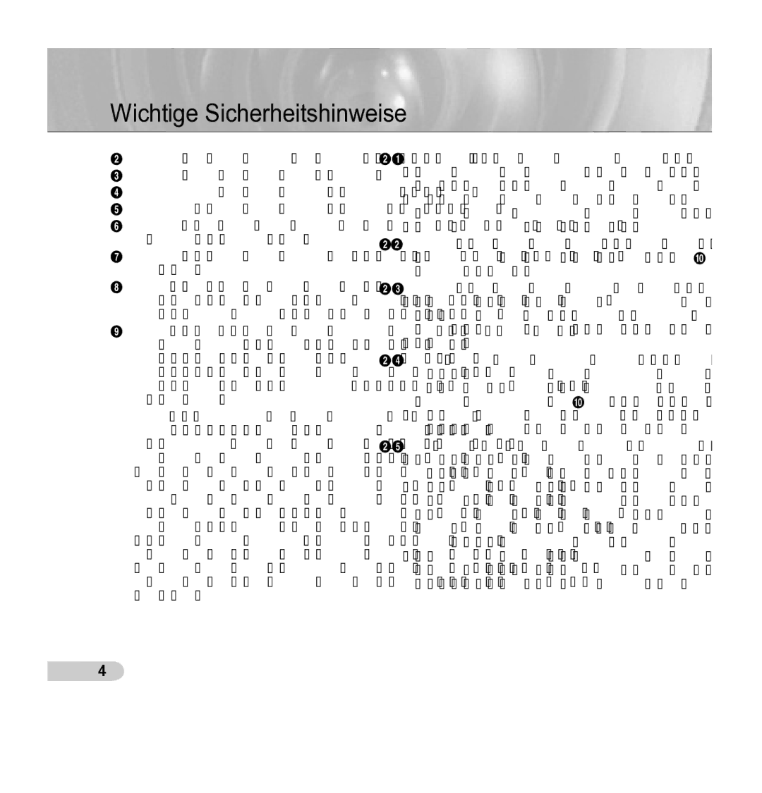 Samsung SCC-5395 manual Wichtige Sicherheitshinweise 