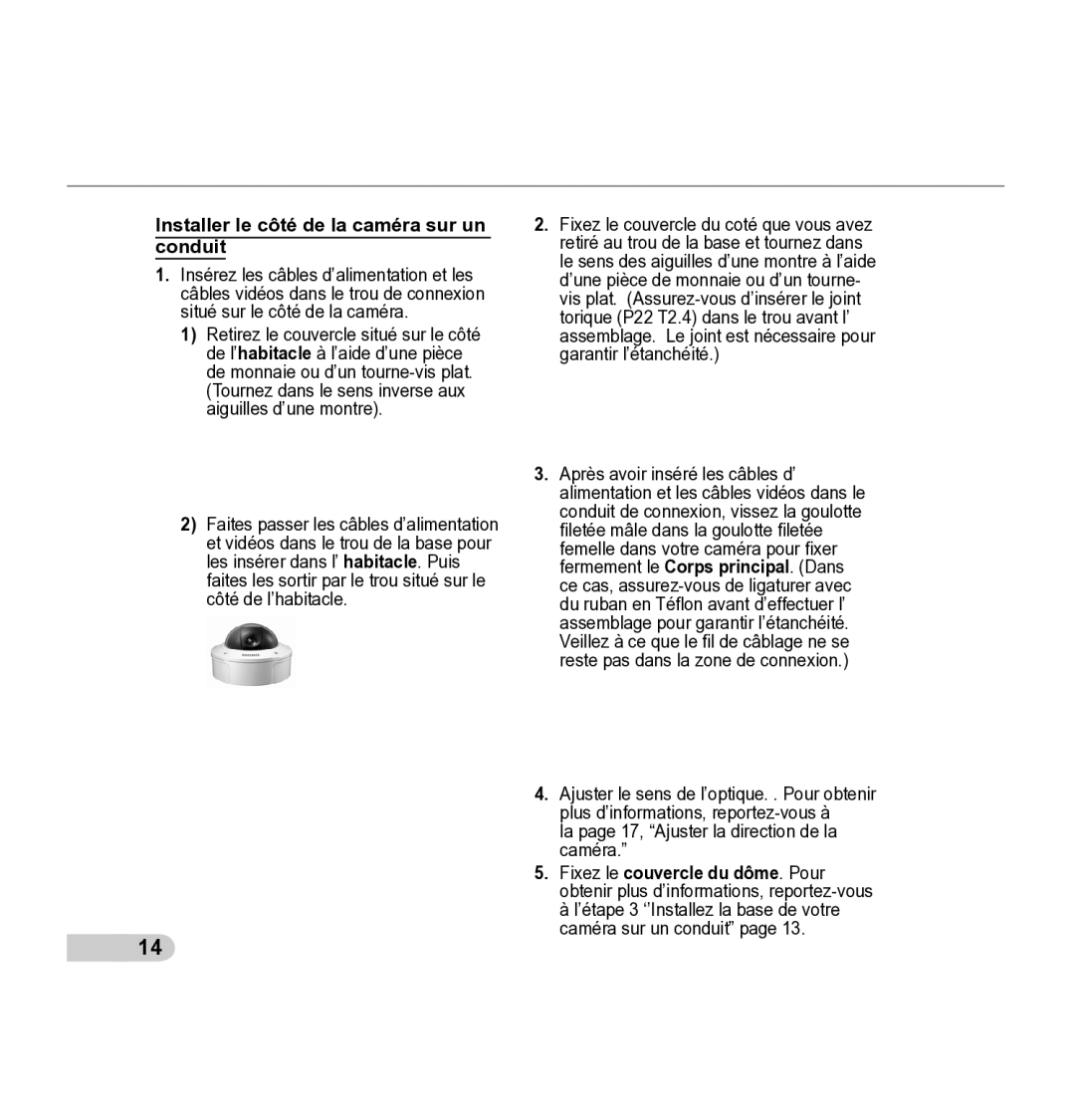 Samsung SCC-5395 manual Installer le côté de la caméra sur un conduit 