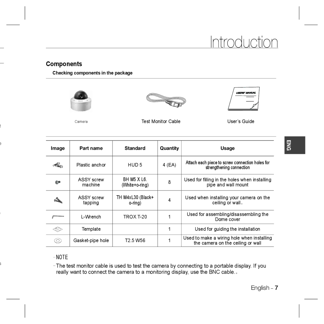 Samsung SCC-B5397P, SCC-5399N, SCC-5399P, SCC-B5331, SCC-B5335, SCC-B5333, SCC-B5397N, SCC-B5399 User’s Guide, Ceiling or wall。 