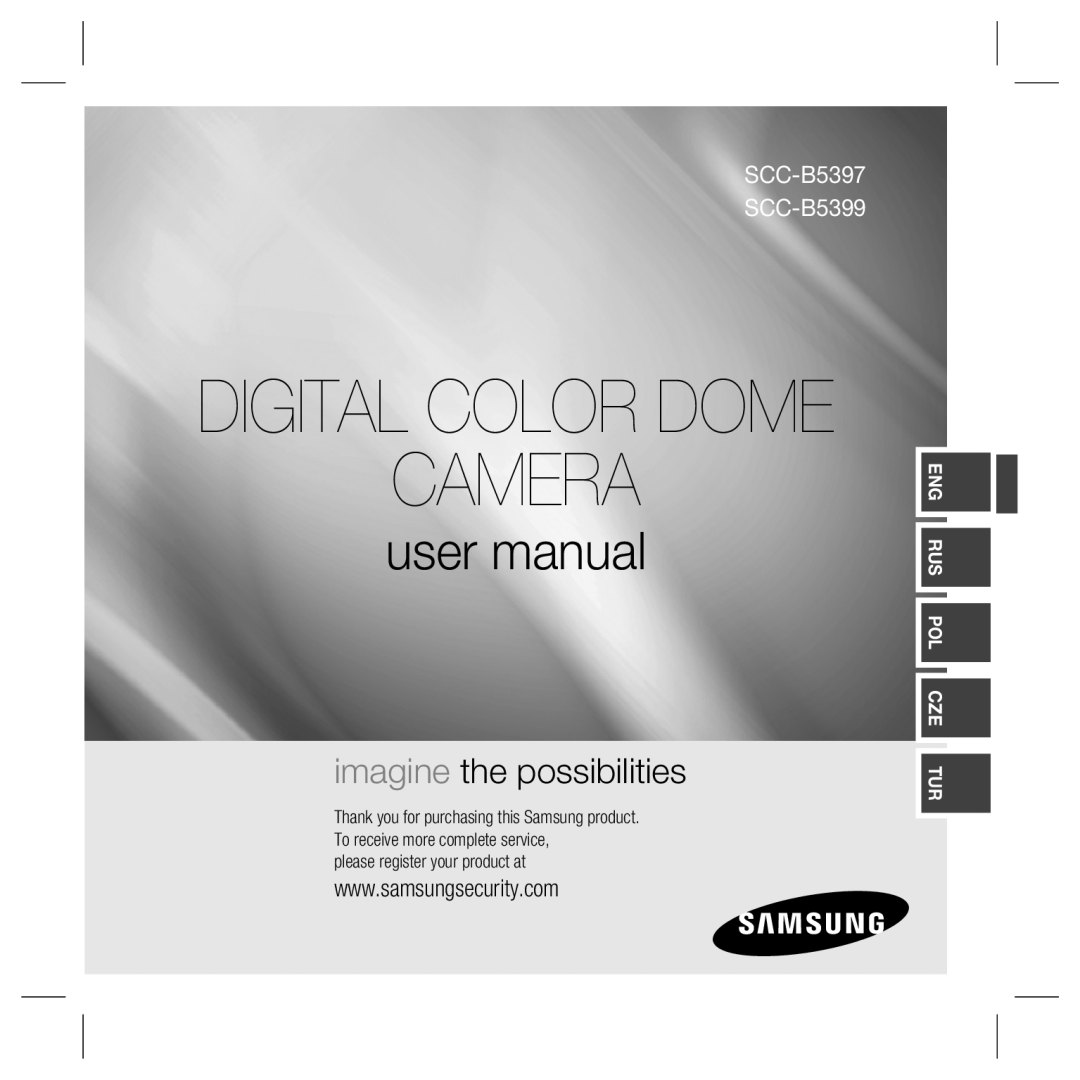 Samsung SCC-5399P, SCC-5399N user manual Camera, Digital Color Dome, imagine the possibilities, SCC-B5397 SCC-B5399 
