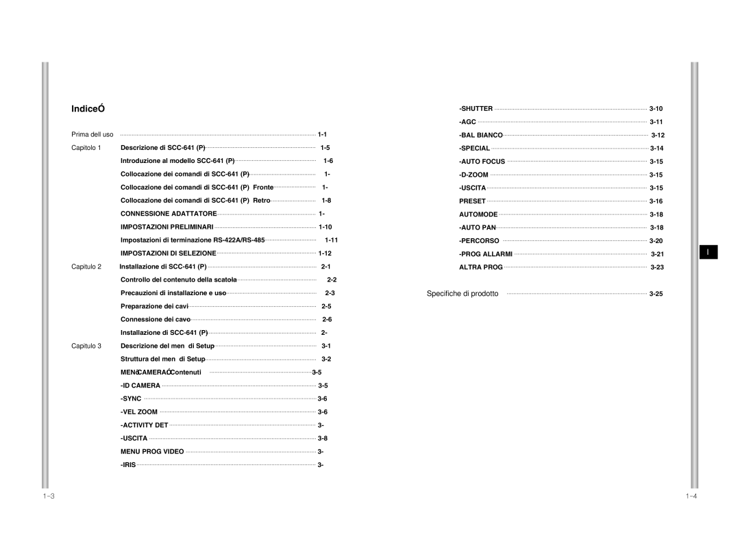 Samsung SCC-641P manual Specifiche di prodotto, Capitolo, Capitulo 