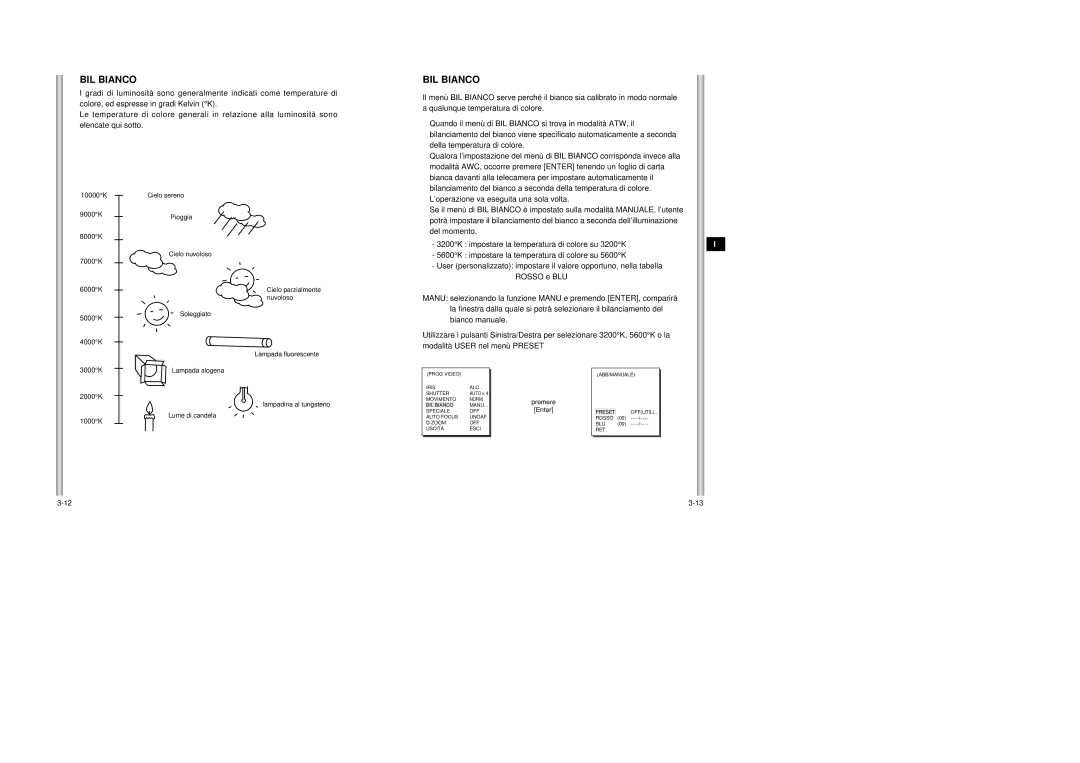 Samsung SCC-643AP manual BIL Bianco 