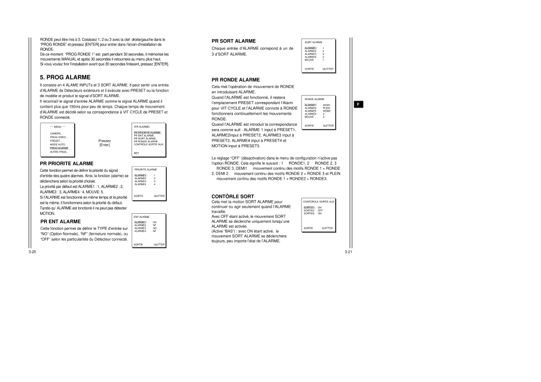 Samsung SCC-643AP manual Prog Alarme 