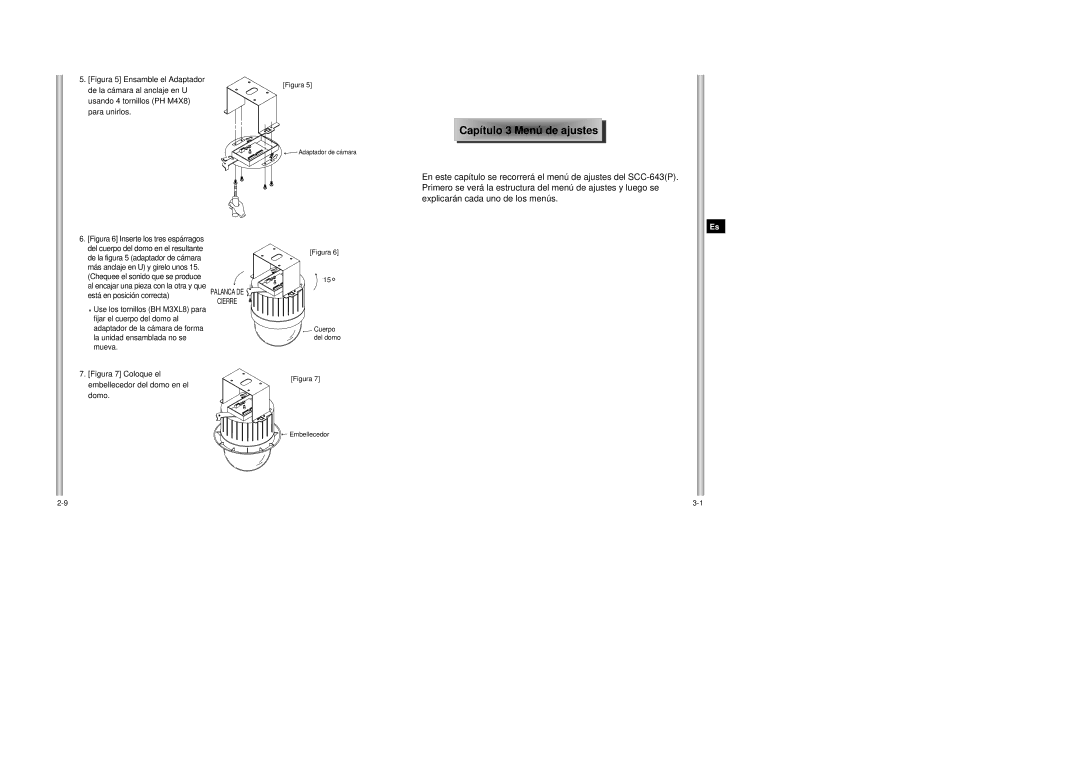 Samsung SCC-643AP manual Figura 7 Coloque el embellecedor del domo en el domo, Figura Embellecedor 